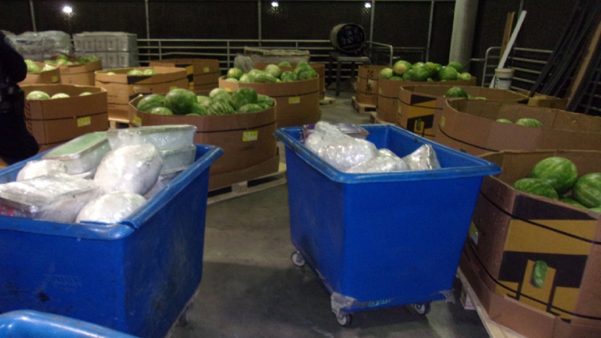 May 25, 2021: CBP officers in California discovered more than 1,100 pounds of methamphetamine hidden within a shipment of watermelons 