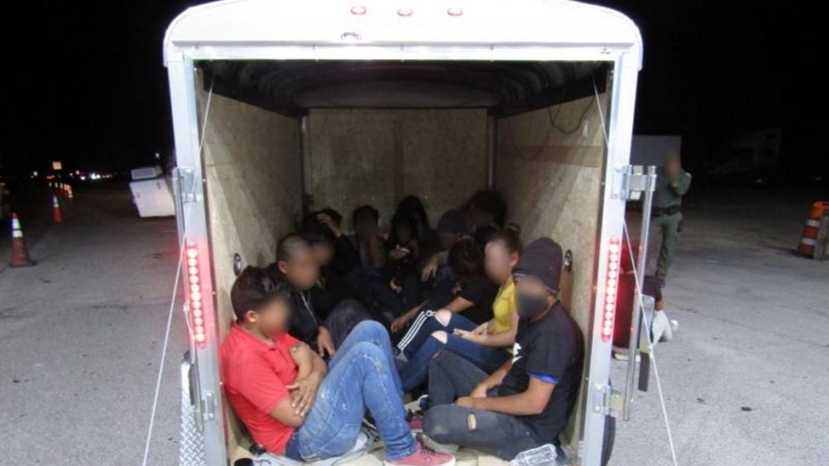 Undocumented migrants hiding in a cargo trailer were found by border agents in Texas.