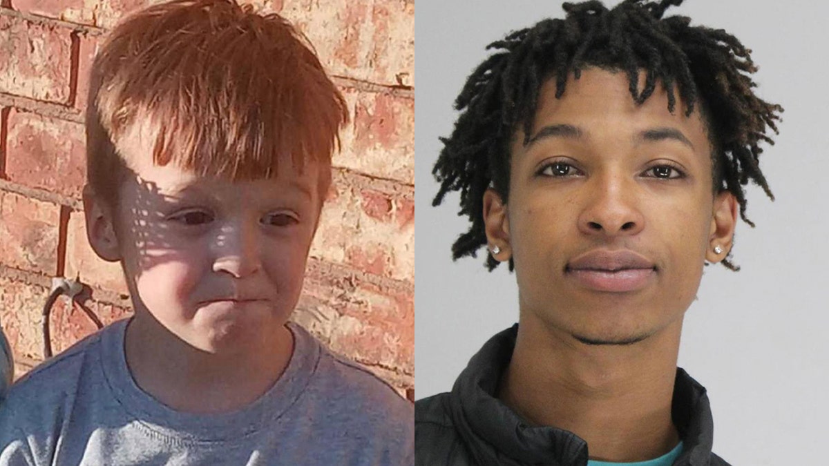 Cash Gernon (left) in a photo provided by Kamron Mori. Gernon’s father was dating Mori’s mother and left the child in the ex-girlfriend’s care in March. Darriynn Ronnell Brown (right) is charged with kidnapping and burglary after allegedly lifting the child out of his bed and carrying him off. 