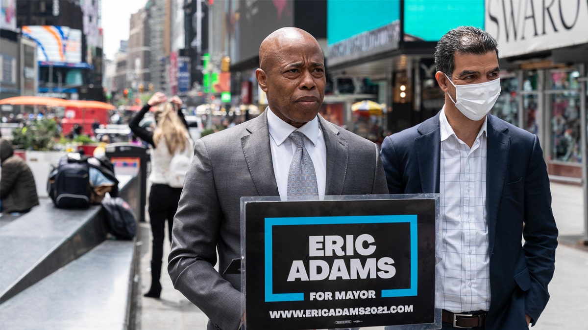 Brooklyn Borough President and Mayoral candidate Eric Adams calls on the city and other candidates to adopt the anti-crime proposals he has been calling on Times Square. 