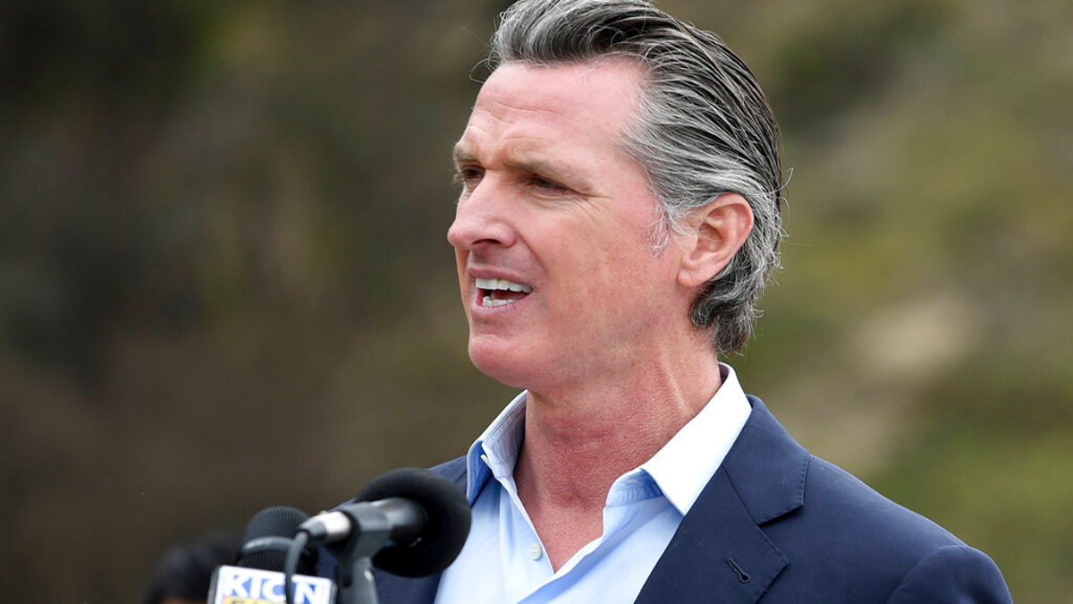 California Gov. Gavin Newsom speaks during a press conference in Big Sur, Calif.