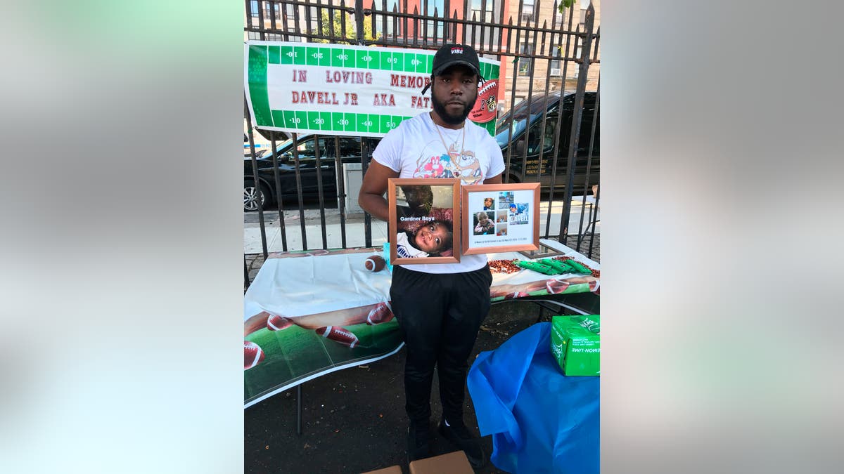 Davell Gardner Sr., 25, the father of the baby Davell Gardner Jr., killed in July in a park in Bedford-Stuyvesant, New York, celebrates his life on Sept. 12, 2020. (Photo by LAURA BONILLA CAL/AFP via Getty Images)