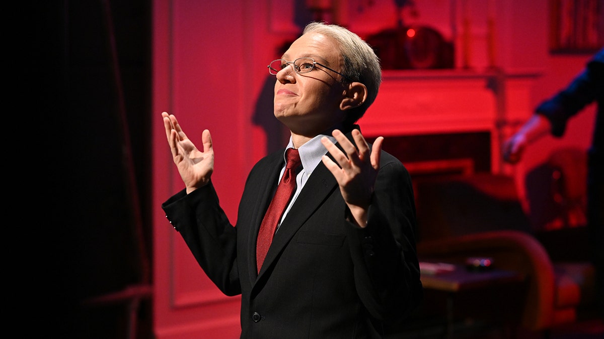 Kate McKinnon as Dr. Fauci during the "Super Bowl Pod" sketch on Saturday, Feb. 6, 2021. (Getty Images)