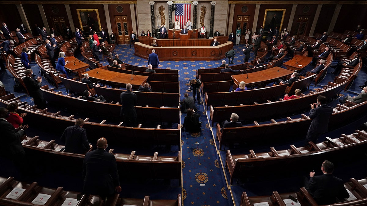 Joe Biden speaking at the House chamber