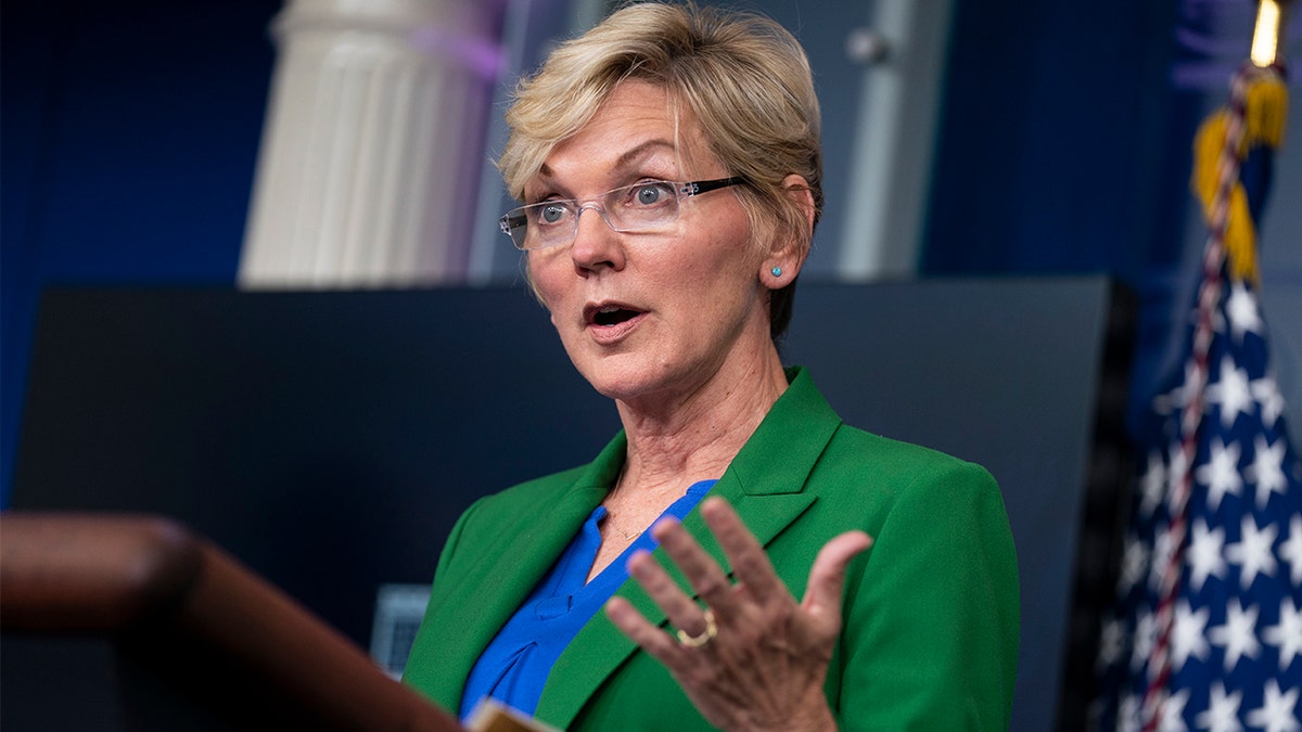 Energy Secretary Jennifer Granholm speaks during a press briefing at the White House, Tuesday, May 11, 2021, in Washington.