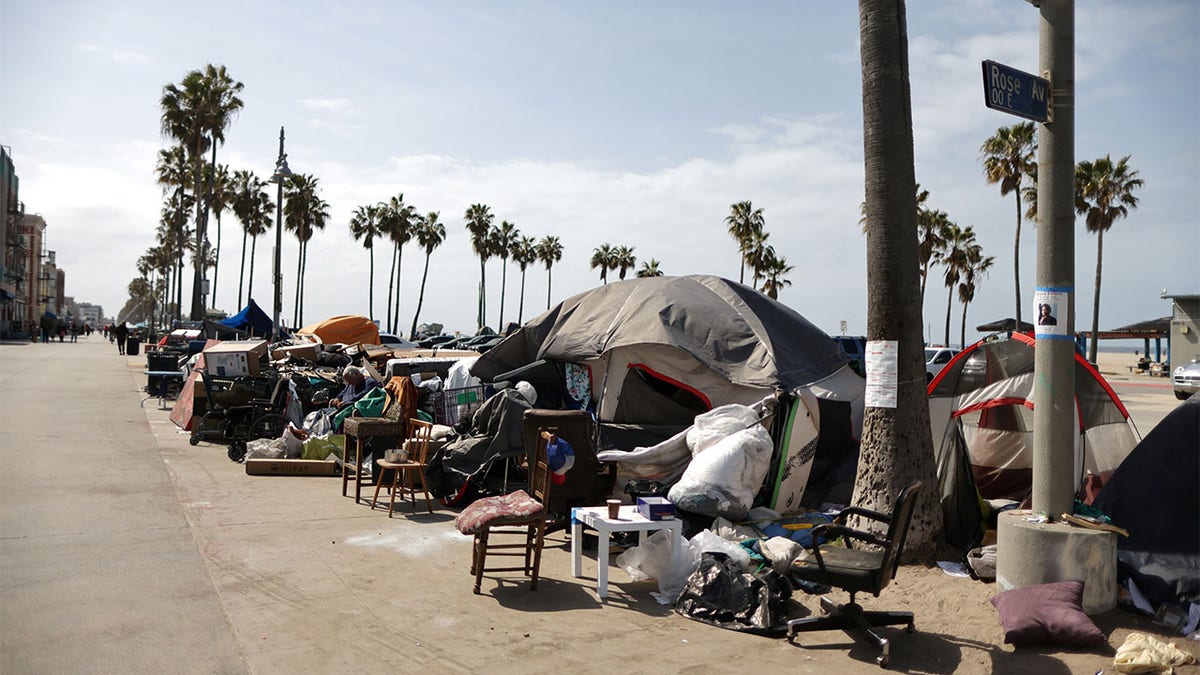 Homeless encampments line the boardwalk on Venice Beach in Los Angeles. Residents and business owners have said the encampments have led to an uptick in crime and other quality of life issues. Beginning Tuesday night, the Los Angeles Homeless Services Authority (LAHSA) will conduct its annual point-in-time count to get a number of how many people remain unhoused in the region. 