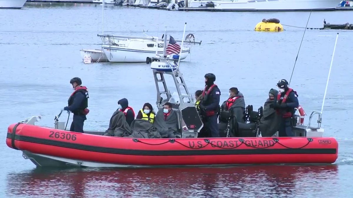 More than 20 illegal immigrants were rescued from a suspected smuggling boat off the coast of California, officials said.