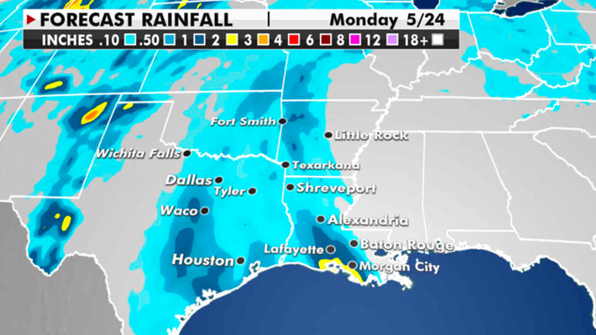 Expected rainfall totals through Monday. (Fox News)