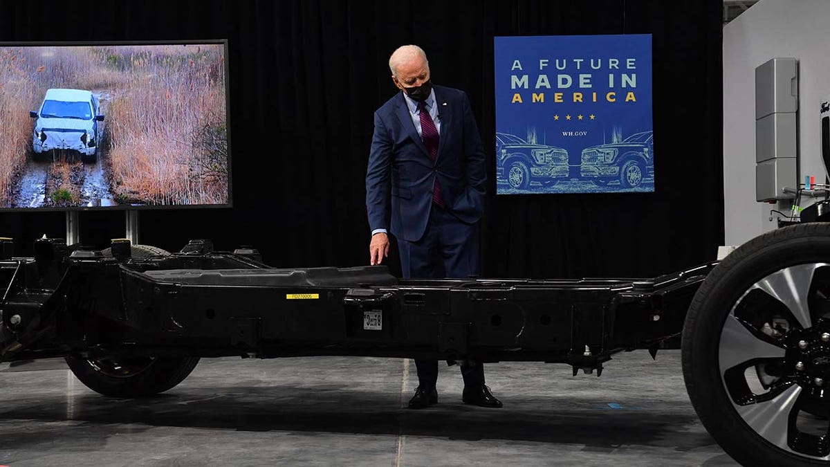 President Biden got a sneak peek at the electric Ford F-150 Lightning frame