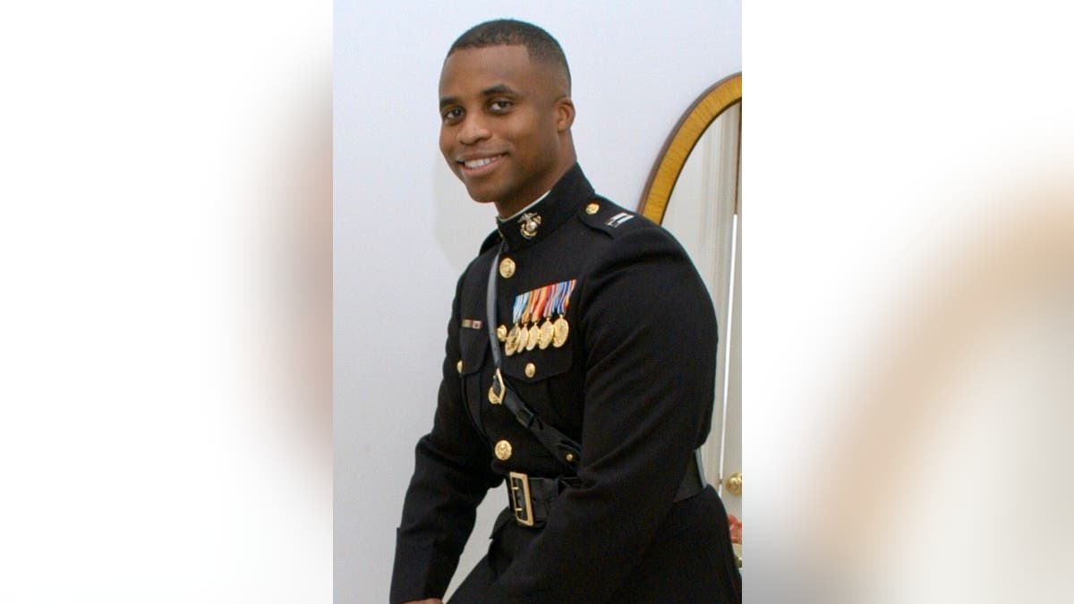 Jesse Melton III is commissioned as an officer in the U.S. Marine Corps.