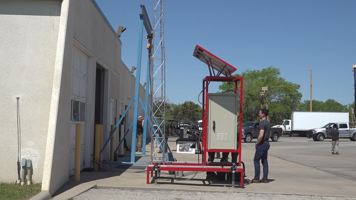 New portable emergency distress towers will help migrants call for help. It’s a 20-foot solar powered device with instructions in English and Spanish. (Stephanie Bennett/Fox News)