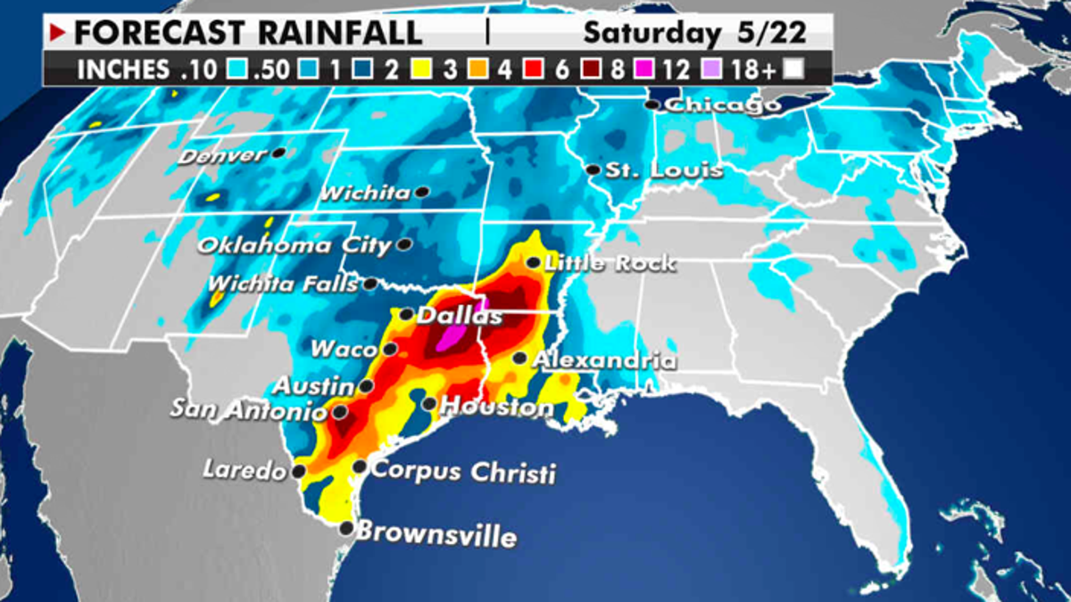 Expected rainfall totals through Saturday. (Fox News)