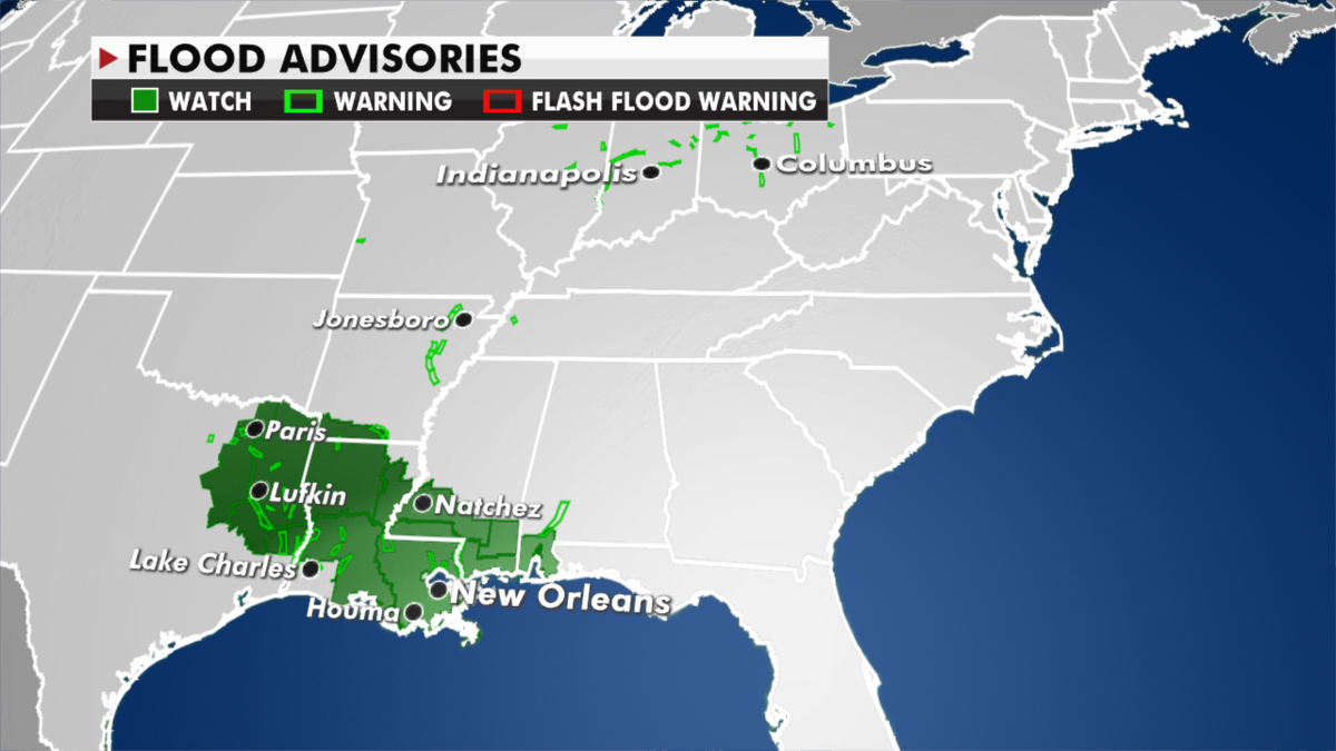 Flood advisories currently in effect. (Fox News)