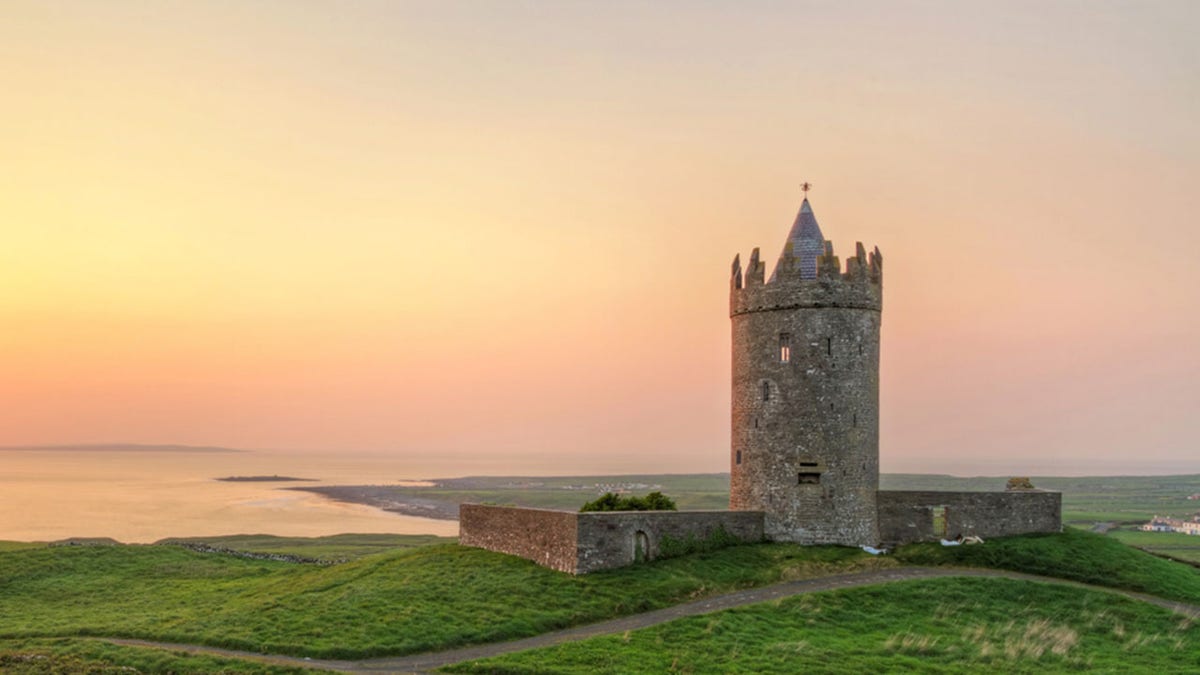 Doonagore castle at sunset