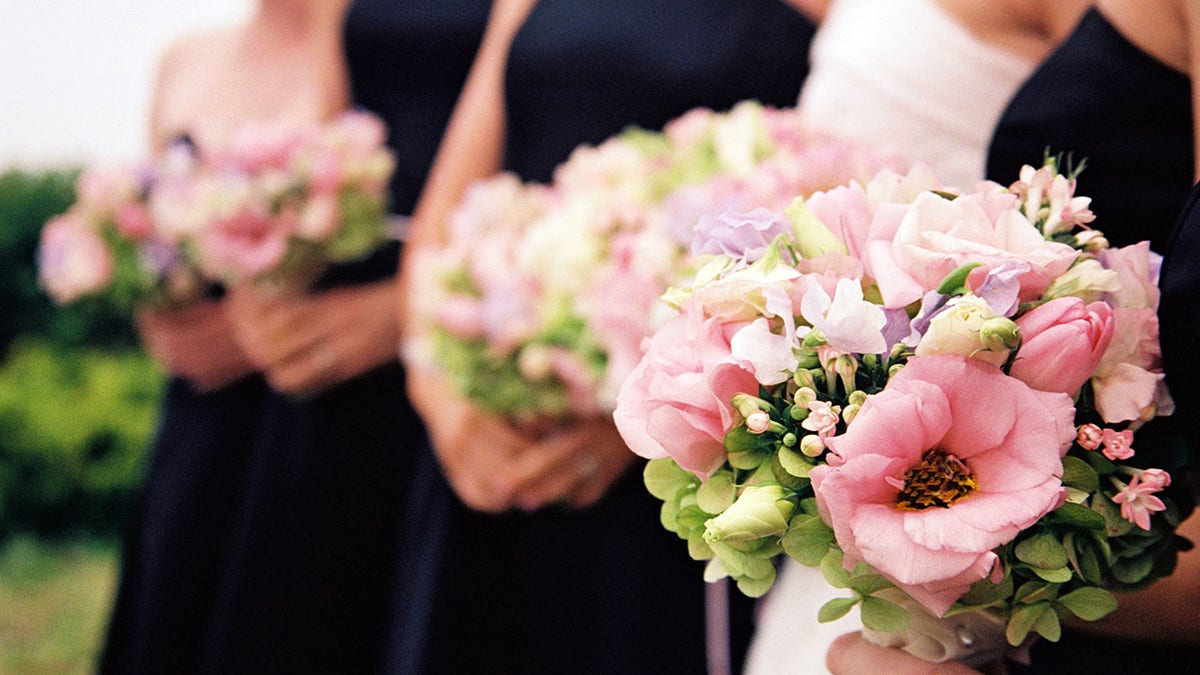 Bridesmaids with flowers