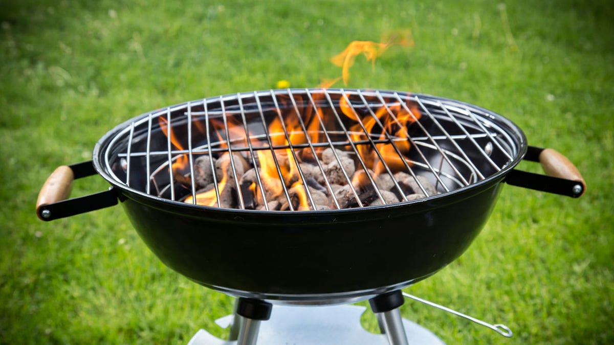 Grill on the garden, close-up.