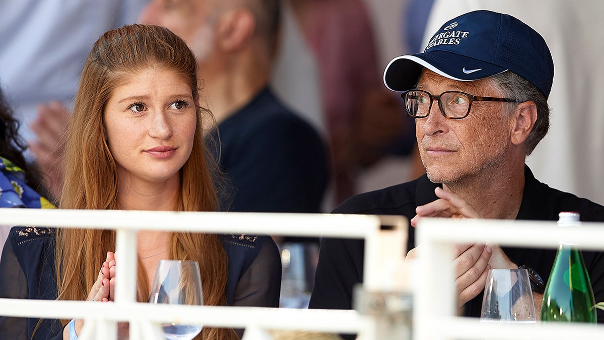 Bill Gates and his daughter Jennifer Gates, left, attend Global Champions Tour of Monaco at Port de Hercule on June 30, 2018 in Monte-Carlo, Monaco.