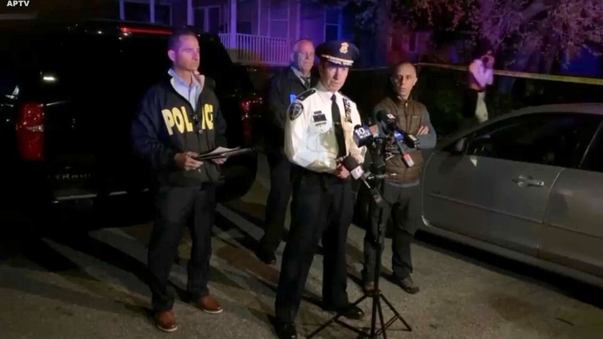 Providence Police Chief Col. Hugh T. Clements gives a news conference Thursday night. 