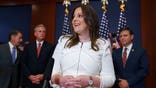 Rep. Elise Stefanik, R-N.Y., speaks to reporters at the Capitol in Washington, Friday, May 14, 2021, joined by, from left, Rep. Gary Palmer, R-Ala., House Minority Leader Kevin McCarthy, R-Calif., and Rep. Mike Johnson, R-La. Republicans voted Friday morning for Stefanik to be the new chair for the House Republican Conference, replacing Rep. Liz Cheney, R-Wyo., who was ousted from the GOP leadership for criticizing former President Donald Trump. (AP Photo/J. Scott Applewhite)