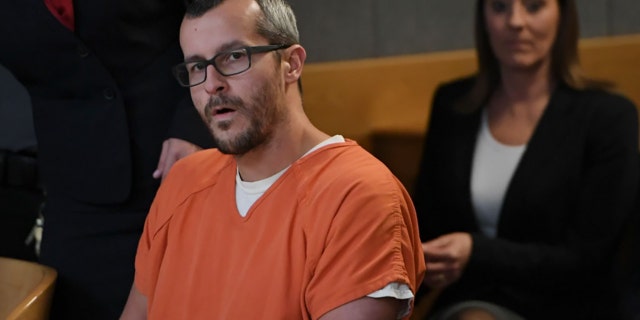 Christopher Watts sits in court for his sentencing hearing at the Weld County Courthouse on Nov. 19, 2018, in Greeley, Colorado. Watts was sentenced to life in prison for murdering his pregnant wife and their daughters. (Getty Images)