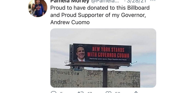 A tweet from Pamela Morley, a supporter of New York Gov. Andrew Cuomo who has targeted his accuser Lindsey Boylan online. Twitter screenshot