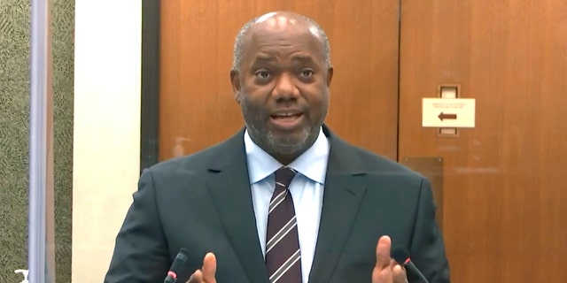 FILE - In this April 15, 2021, file image from video, prosecutor Jerry Blackwell speaks as Hennepin County Judge Peter Cahill discusses motions before the court in the trial of former Minneapolis police Officer Derek Chauvin for the 2020 death of George Floyd in Minneapolis, Minn. (Court TV via AP, Pool, File)