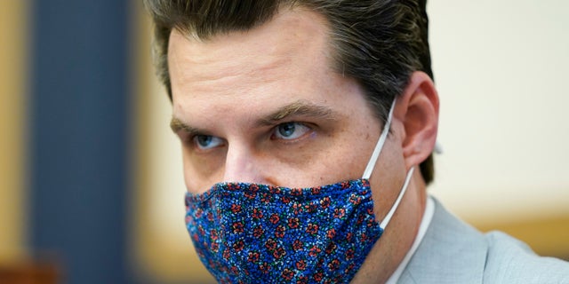 Rep. Matt Gaetz, R-Fla., attends a House Judiciary committee hearing at the Capitol in Washington, Wednesday, April 14, 2021. Reports say that prosecutors are looking into whether Gaetz obstructed justice in a sex trafficking probe. (AP Photo/J. Scott Applewhite, File)