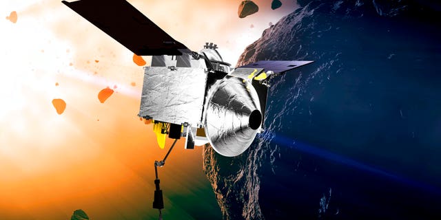 DATEI: Diese Abbildung der NASA zeigt das OSIRIS-REx-Raumschiff beim Asteroiden Bennu.
