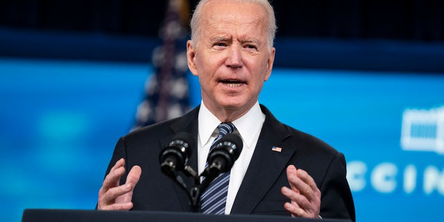President Biden delivers remarks about COVID vaccinations in the South Court Auditorium at the White House, Wednesday, May 12, 2021, in Washington.