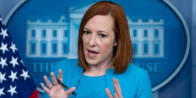 White House press secretary Jen Psaki speaks during a briefing at the White House, May 13, 2021. (Associated Press)