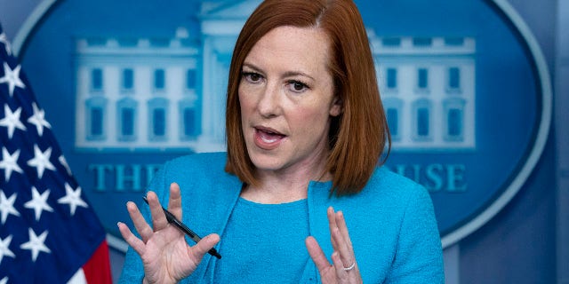 White House press secretary Jen Psaki speaks during a briefing at the White House, May 13, 2021. (Associated Press)
