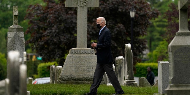 President Joe Biden walks from St. Joseph on the Brandywine Catholic Church after attending mass, Sunday, May 16, 2021, in Wilmington, Delaware. (AP Photo/Carolyn Kaster)