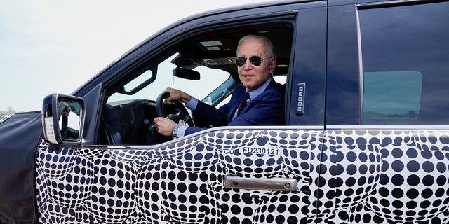 Biden took an F-150 Lightning prototype for a test at Ford's Rouge Electric Vehicle center.