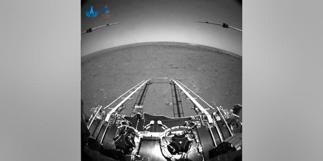 A photo taken by China's Zhurong Mars rover and made available by the China National Space Administration (CNSA) on Wednesday, May 19, 2021.