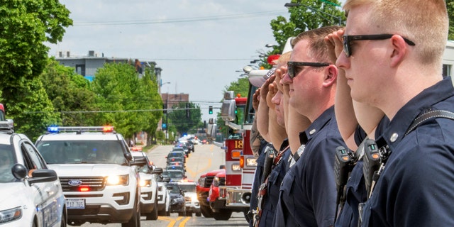 Champaign firefighters at procession