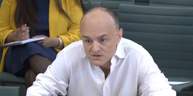 Dominic Cummings, British Prime Minister Boris Johnson's most powerful and trusted aide up until last year, attends a science and health committee hearing at Portcullis House in London, Wednesday, May 26, 2021. In recent days, Cummings has directed a torrent of criticism at Johnson's Conservative government in an ever-lengthening string of Twitter posts. (House of Commons via AP)