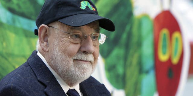 Author Eric Carle reads his classic children's book "The Very Hungry Caterpillar" on the NBC "Today" television program in New York on Oct. 8, 2009, as part of Jumpstart's 4th annual National Read for the Record Day. (AP Photo/Richard Drew, File)