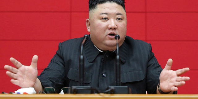 North Korean leader Kim Jong Un delivers a speech on March 4, 2021, in Pyongyang. (Korean Central News Agency/Korea News Service via AP, File)