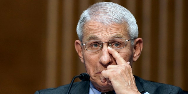 Dr. Anthony Fauci, director of the National Institute of Allergy and Infectious Diseases, testifies during a Senate Health, Education, Labor, and Pensions hearing to examine an update from Federal officials on efforts to combat COVID-19, Tuesday, May 11, 2021 on Capitol Hill in Washington. Fauci on Tuesday defended \