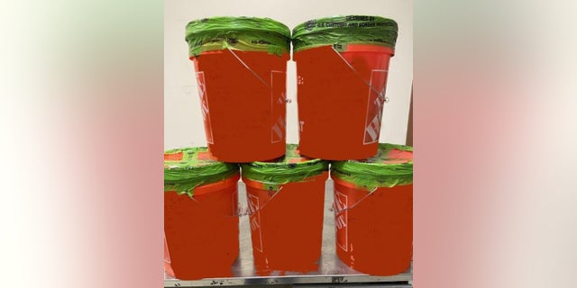 Home Depot buckets containing methamphetamine were seized by Customs and Border Protection officers at a Texas-Mexico border crossing. 