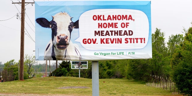 PETA billboard in Oklahoma City. Courtesy of Governor Kevin Stitt/Twitter