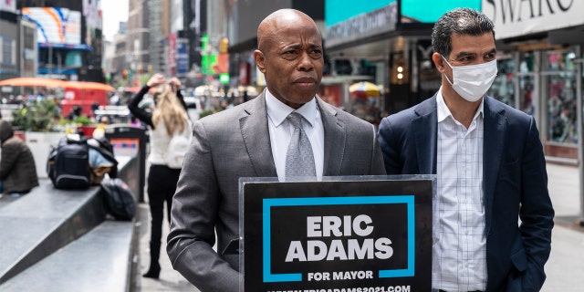 Brooklyn Borough President and Mayoral candidate Eric Adams calls on the city and other candidates to adopt the anti-crime proposals he has been calling on Times Square.