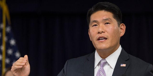 United States Attorney Robert Hur speaks at a news conference at the U.S. Attorney's Office, on September 19, 2018 in Baltimore, MD. (Zach Gibson/Getty Images)