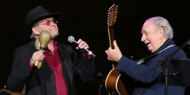 Mickey Dolenz (left) and Michael Nesmith, original members of The Monkees, perform in concert at Ocean Resort Casino on March 2, 2019, in Atlantic City, New Jersey.