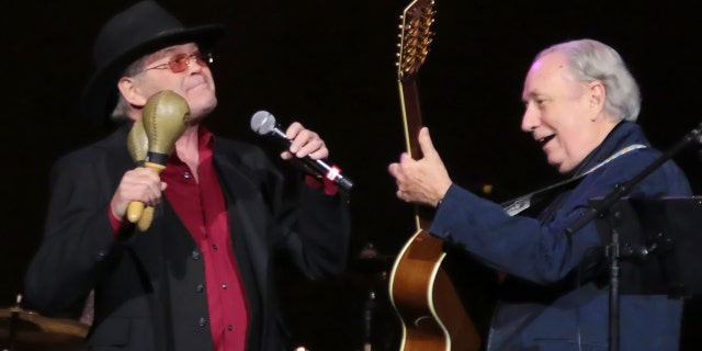 Mickey Dolenz (left) and Michael Nesmith, original members of The Monkees, perform in concert at Ocean Resort Casino on March 2, 2019, in Atlantic City, New Jersey.