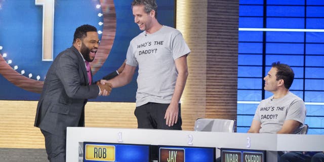 Ari Nagel (middle) has made multiple television appearances since news broke on his numerous sperm donations. Here he is pictured with Anthony Anderson (left) and Anthony Carbone (right) on ABC's "To Tell the Truth." (Eric McCandless/ABC via Getty Images)