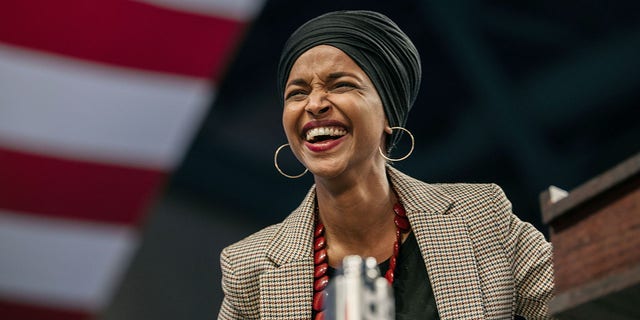 Rep. Ilhan Omar, D-Minn., speaks at a campaign rally for presidential candidate Sen. Bernie Sanders, I-Vt., at the University of Minnesotas Williams Arena on November, 3, 2019 in Minneapolis, Minnesota. Omar spent this week under heavy fire from moderate Democrats over controversial comments she made about Israel. (Photo by Scott Heins/Getty Images)