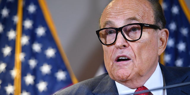 Rudy Giuliani speaks during a press conference at the Republican National Committee headquarters in Washington, DC.