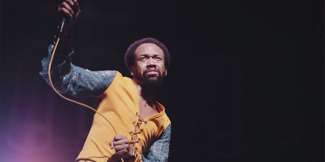 American singer-songwriter and musician Maurice White of American multi-genre band Earth, Wind &amp;amp; Fire performing, US, 3rd February 1978. (Photo by Michael Putland/Getty Images)