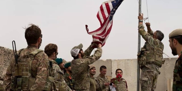 Handover ceremony at Camp Anthonic, from U.S. Army, to Afghan Defense Forces in Helmand province, Afghanistan, May 2, 2021. 